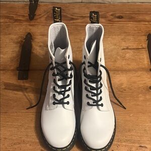Dr. Martens White Boots with Black Laces